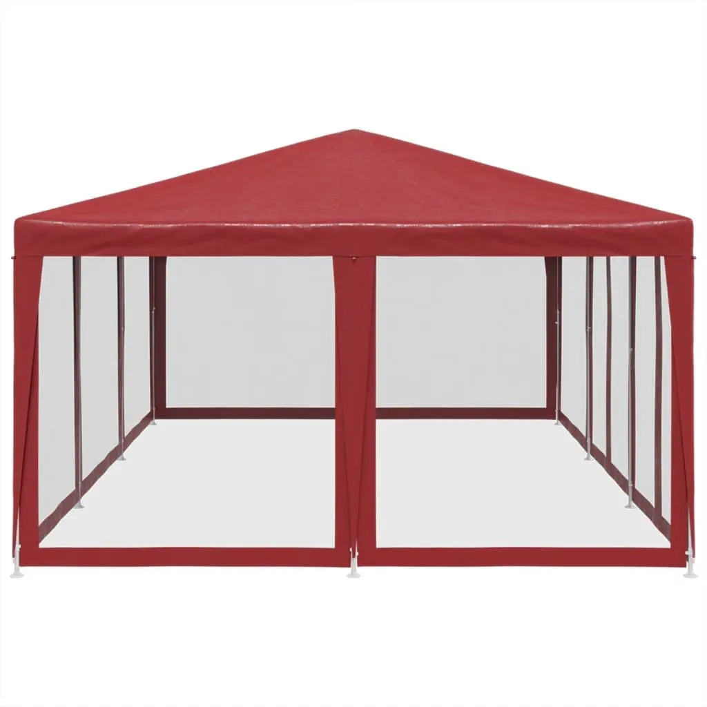 Party Tent Iron Frame 6x4m Red Outdoor Gazebo Canopy with 10 Mesh Sidewalls