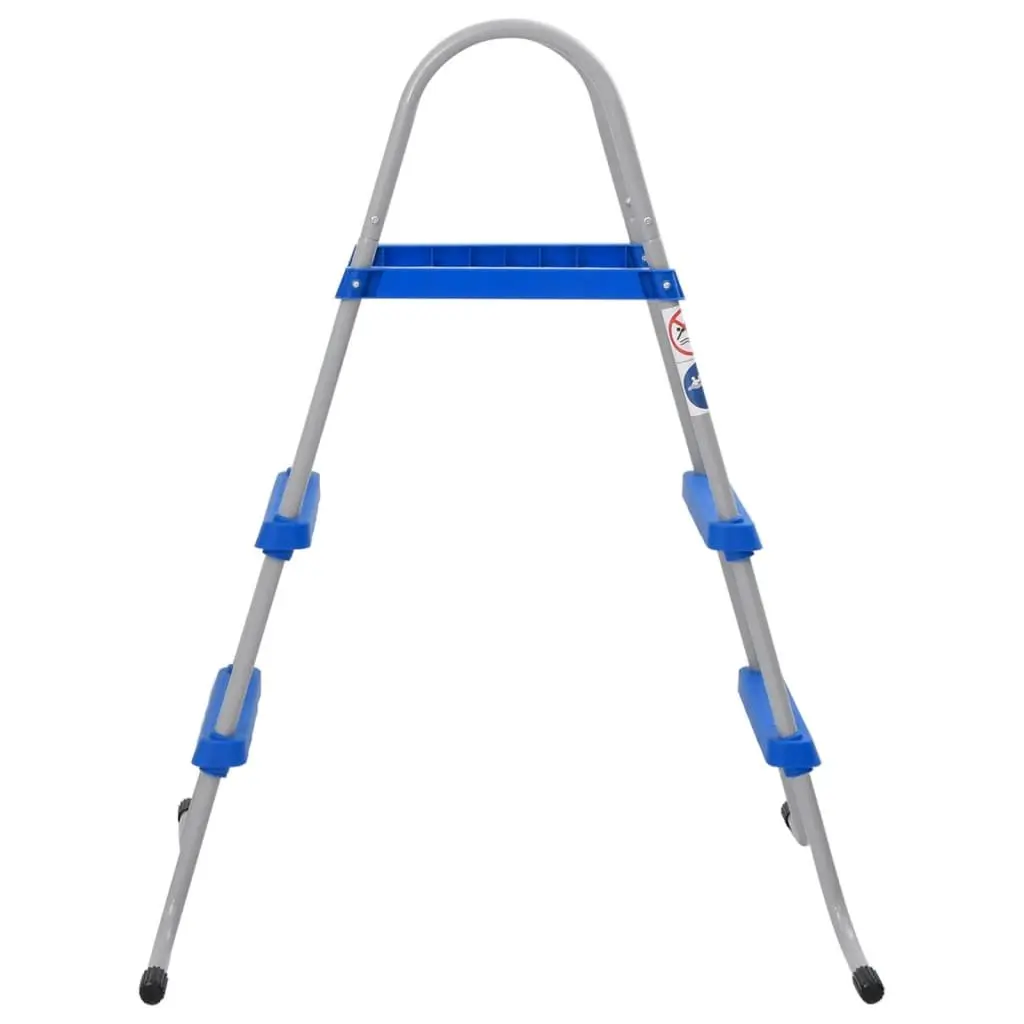 Above Ground Pool Ladder Blue Steel Plastic 84cm Non-Slip Steps