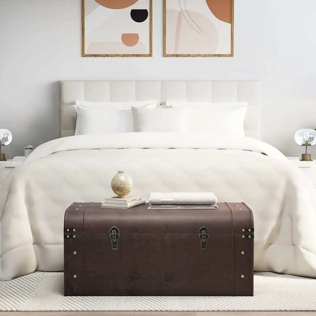 Storage Chest Treasure Box with Latches Brown Plywood Coffee Table Furniture