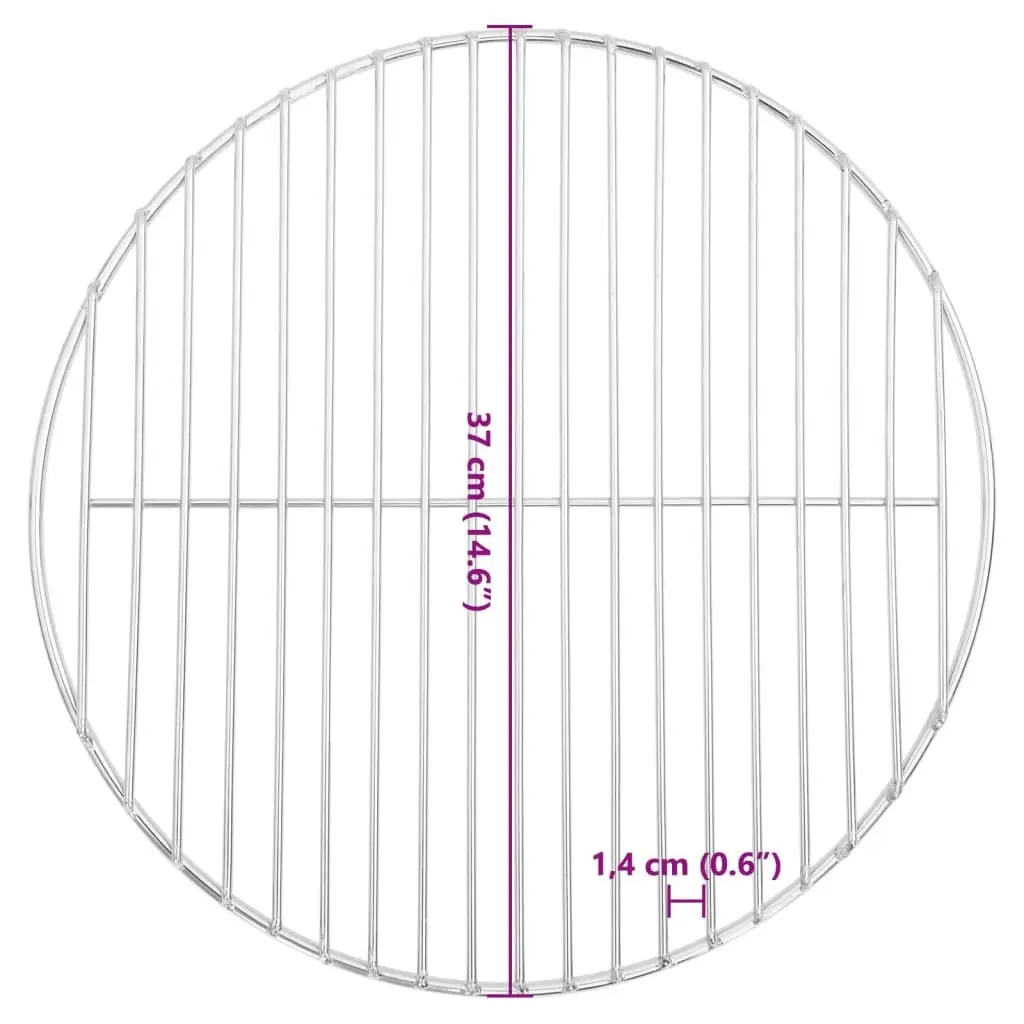 Round Grill Grate 37cm Stainless Steel for Charcoal Kettle Fire Bowl