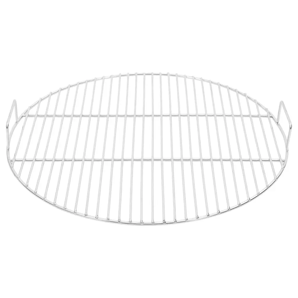Portable BBQ Grill Grate 54cm Stainless Steel Round with Carrying Handles for Charcoal Cooking