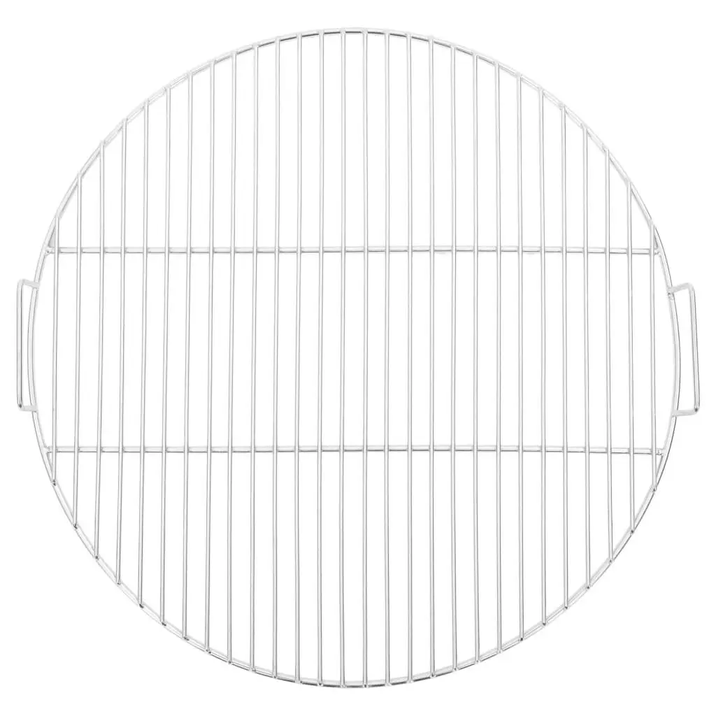 Portable BBQ Grill Grate 54cm Stainless Steel Round with Carrying Handles for Charcoal Cooking
