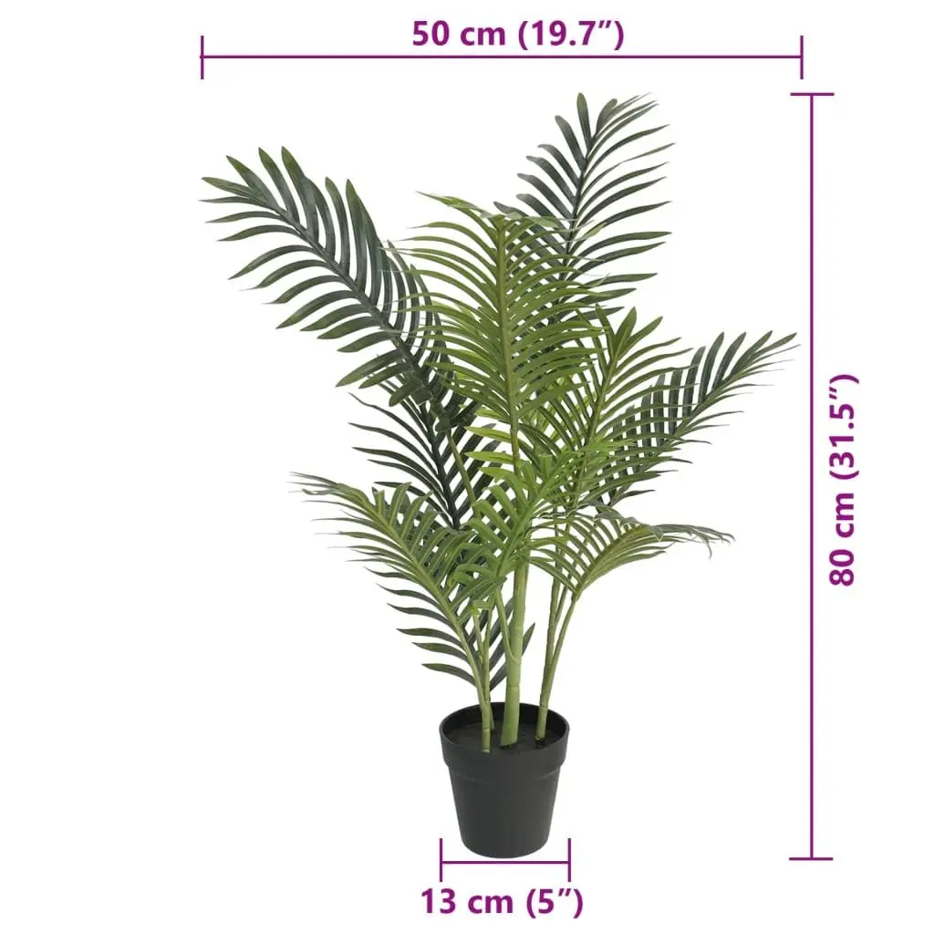 Artificial Palm Tree Indoor Decorative Plant 80cm Tall Green Polypropylene Leaves