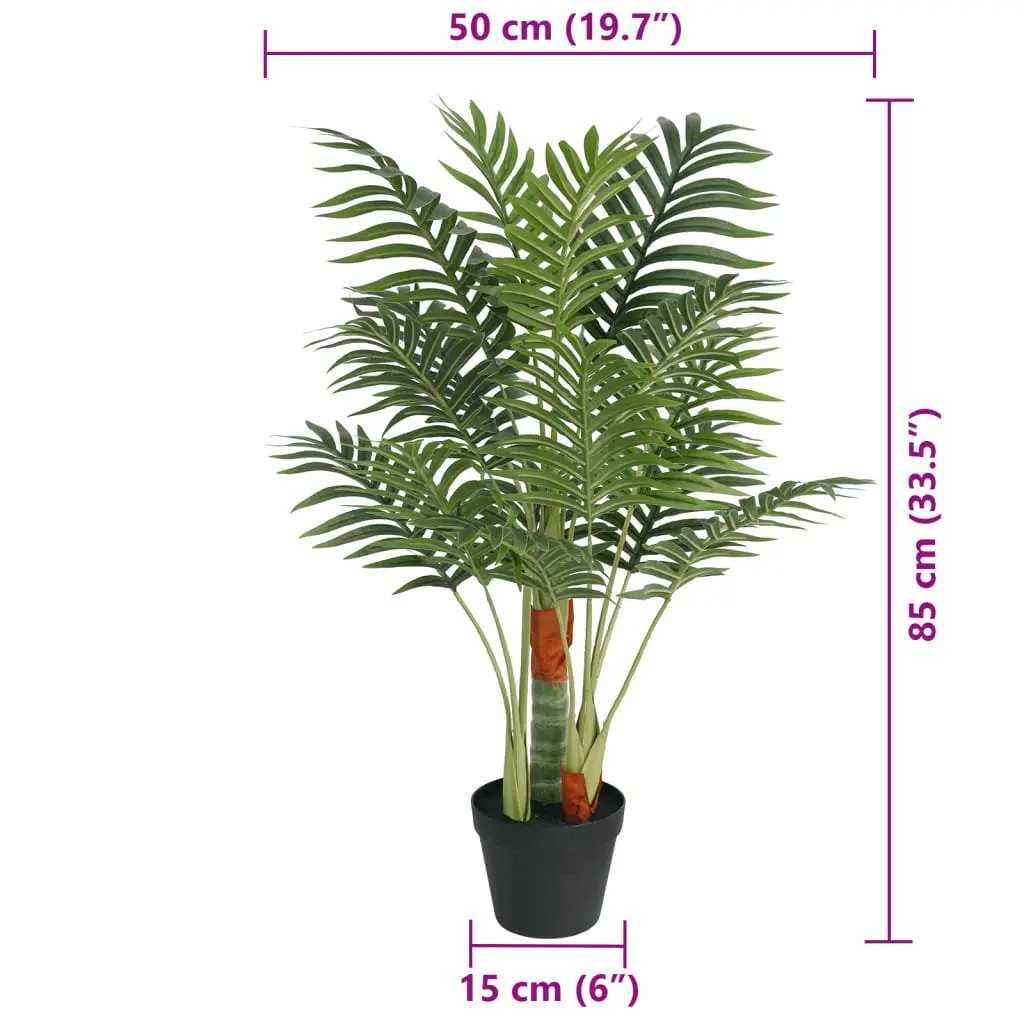 Artificial Indoor Palm Tree 85cm Green Realistic Decorative Plant with 3 Adjustable Trunks and Sturdy Base for Home and Office