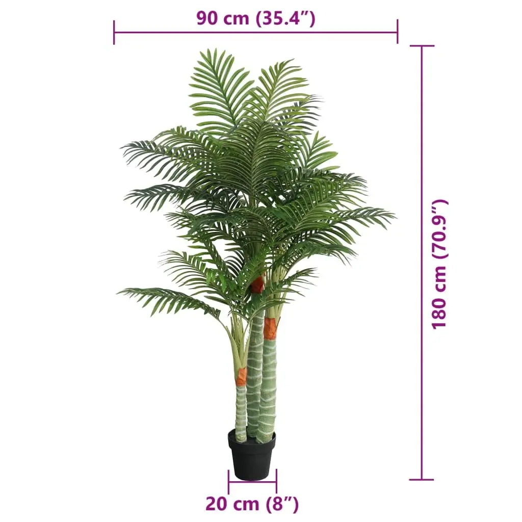 Indoor Decorative Plant Artificial Palm Tree 3 Trunks 180cm Green Polypropylene Home Garden