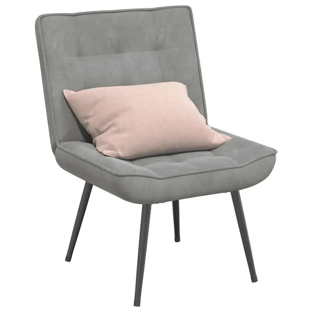 Relaxing Chair Velvet Upholstered Grey 64 x 74 x 84 cm Home Office Leisure Seat