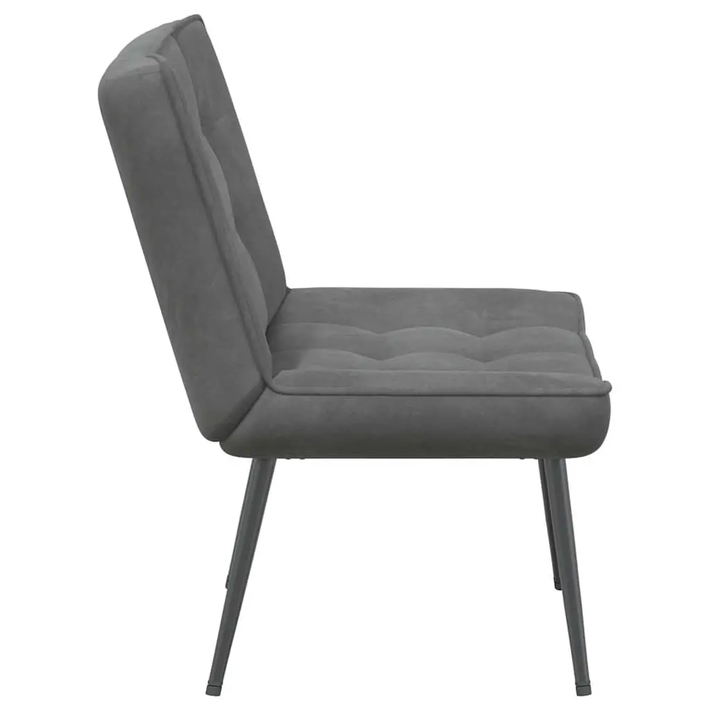 Relaxing Chair Velvet Upholstered Grey with Integrated Footstool Home Office