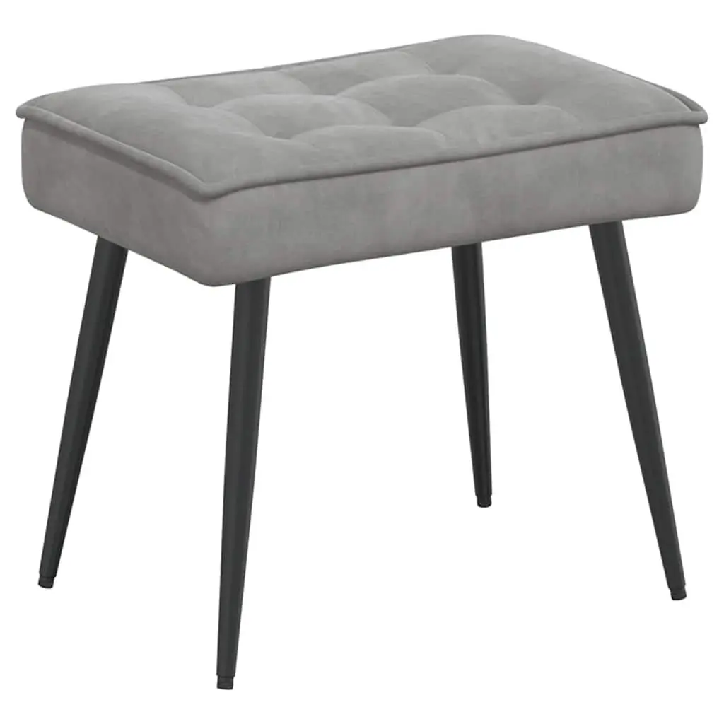 Relaxing Chair with Footstool Grey Velvet Upholstered Lounge Seat Comfortable