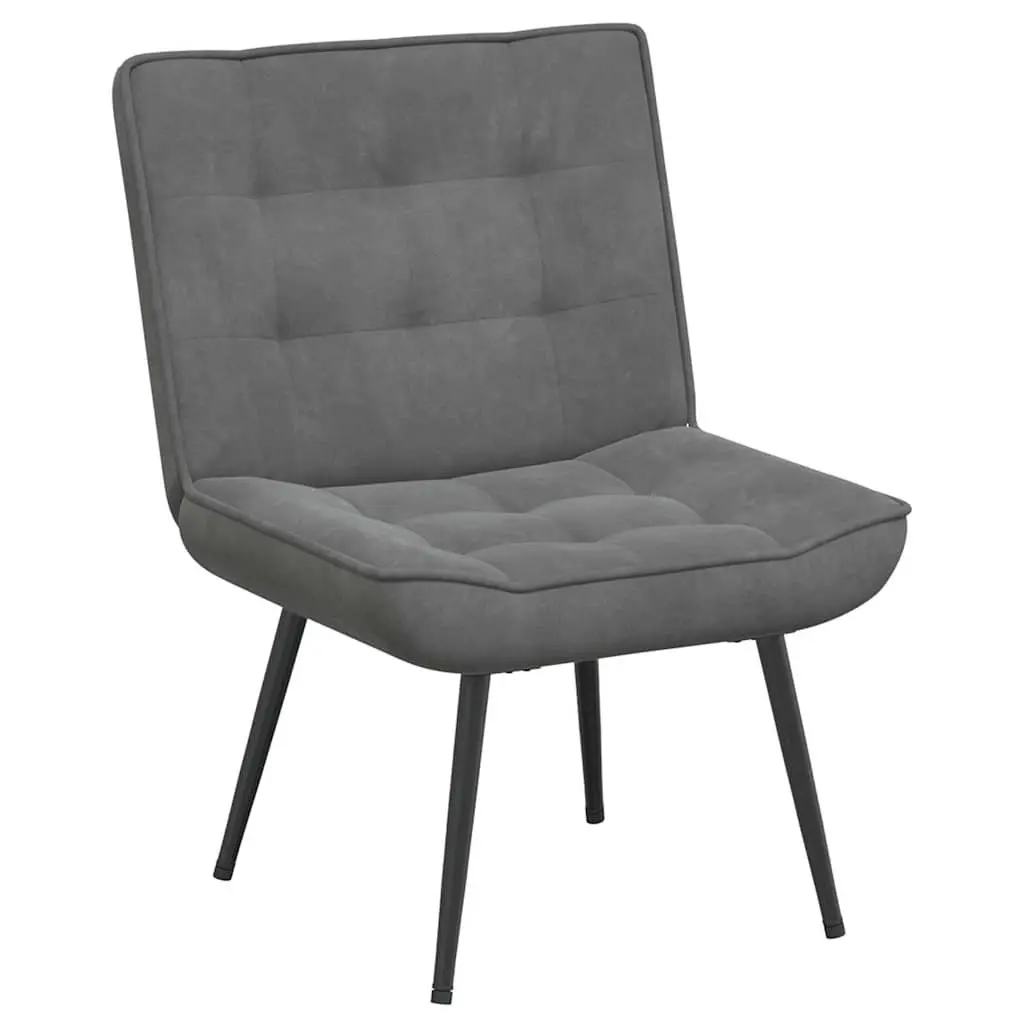 Relaxing Chair Velvet Upholstery Integrated Footrest Dark Grey