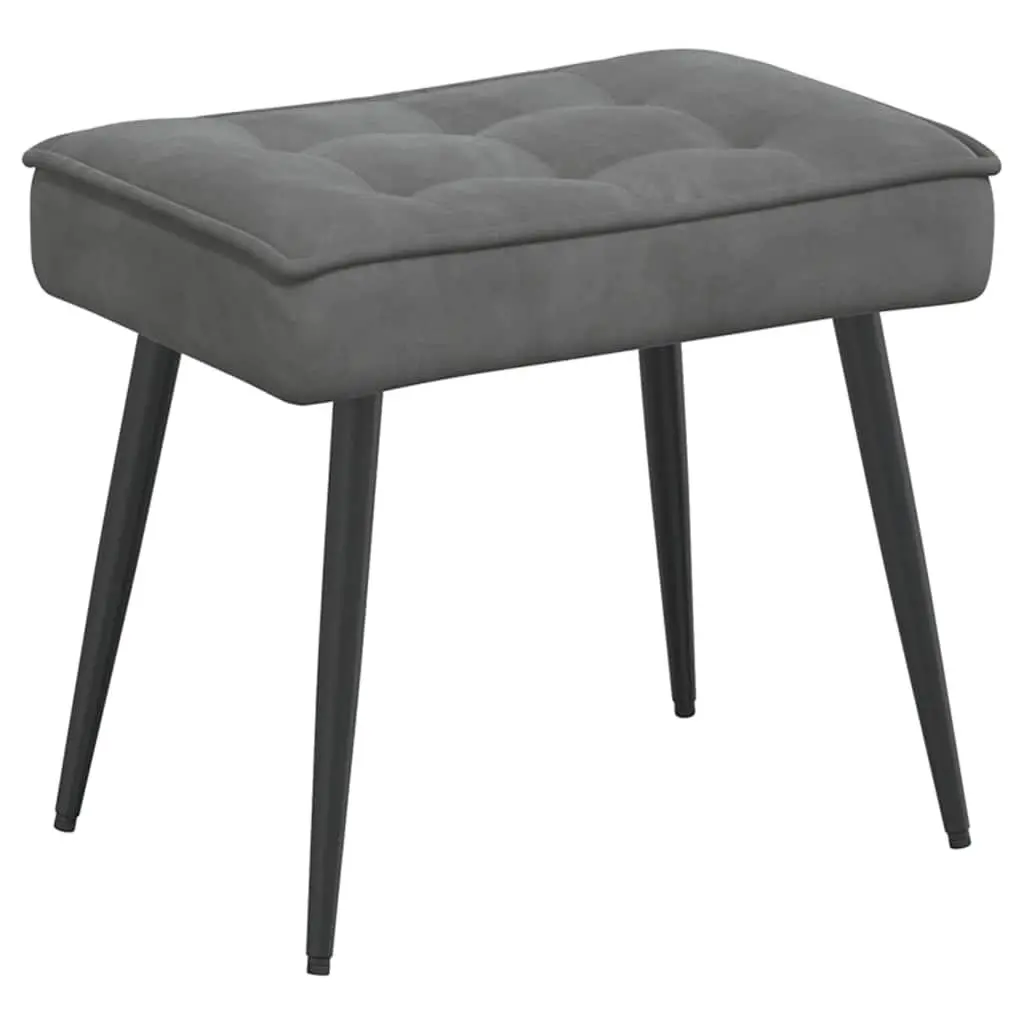 Relaxing Chair Velvet Upholstery Integrated Footrest Dark Grey