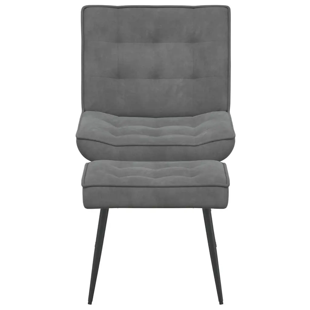 Relaxing Chair Velvet Upholstery Integrated Footrest Dark Grey