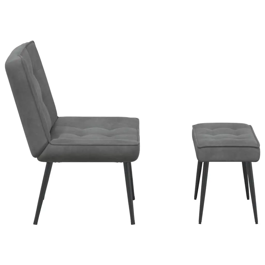 Relaxing Chair Velvet Upholstery Integrated Footrest Dark Grey