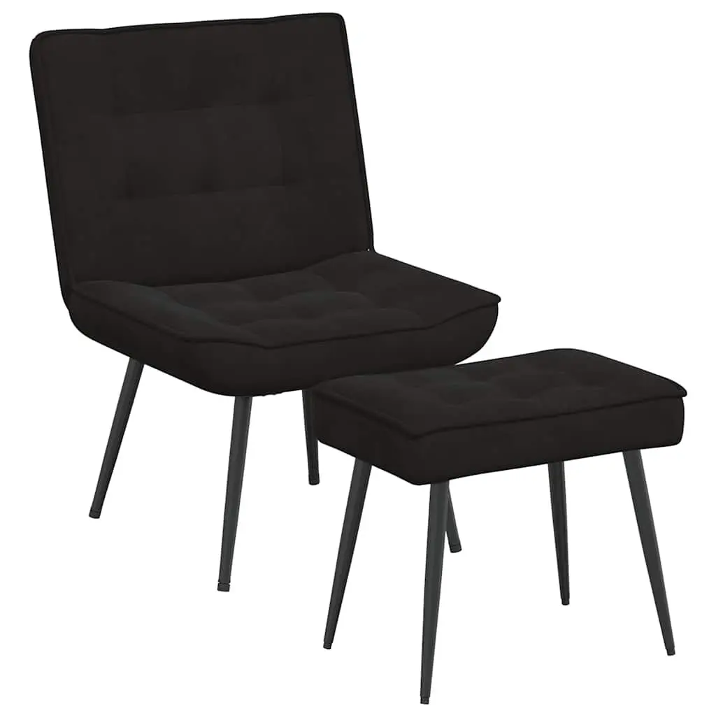 Relaxing Chair Velvet Upholstered Integrated Footrest Black