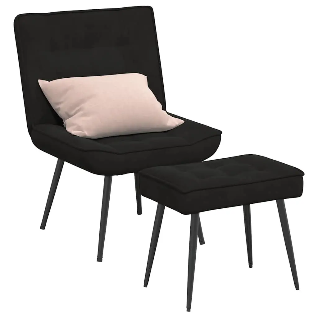 Relaxing Chair Velvet Upholstered Integrated Footrest Black