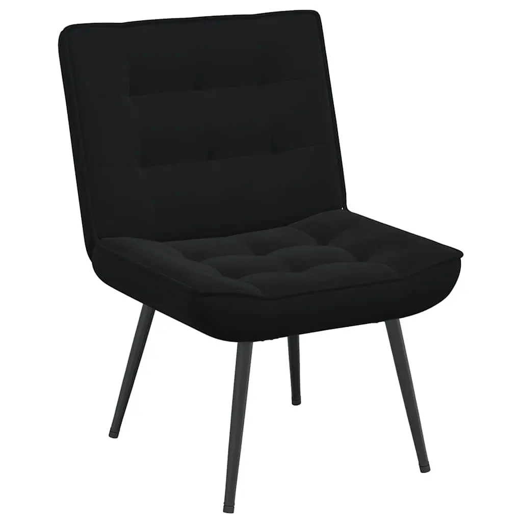 Relaxing Chair Velvet Upholstered Integrated Footrest Black