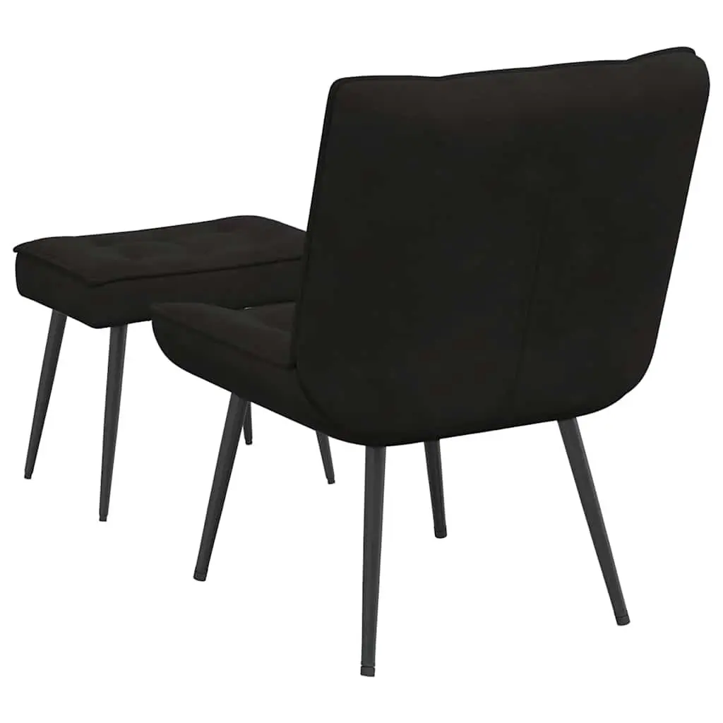 Relaxing Chair Velvet Upholstered Integrated Footrest Black