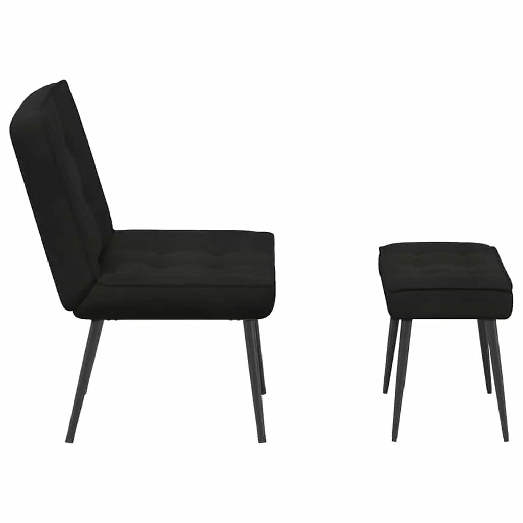 Relaxing Chair Velvet Upholstered Integrated Footrest Black