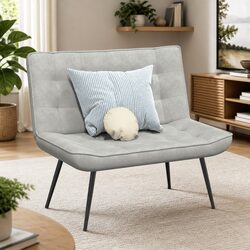 Comfortable Grey Velvet Bench for Home Use 110cm