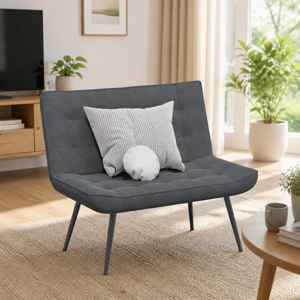 Grey Velvet Bench Seat Upholstered Indoor Living Room Furniture Backrest Support 110 x 74 x 84 cm