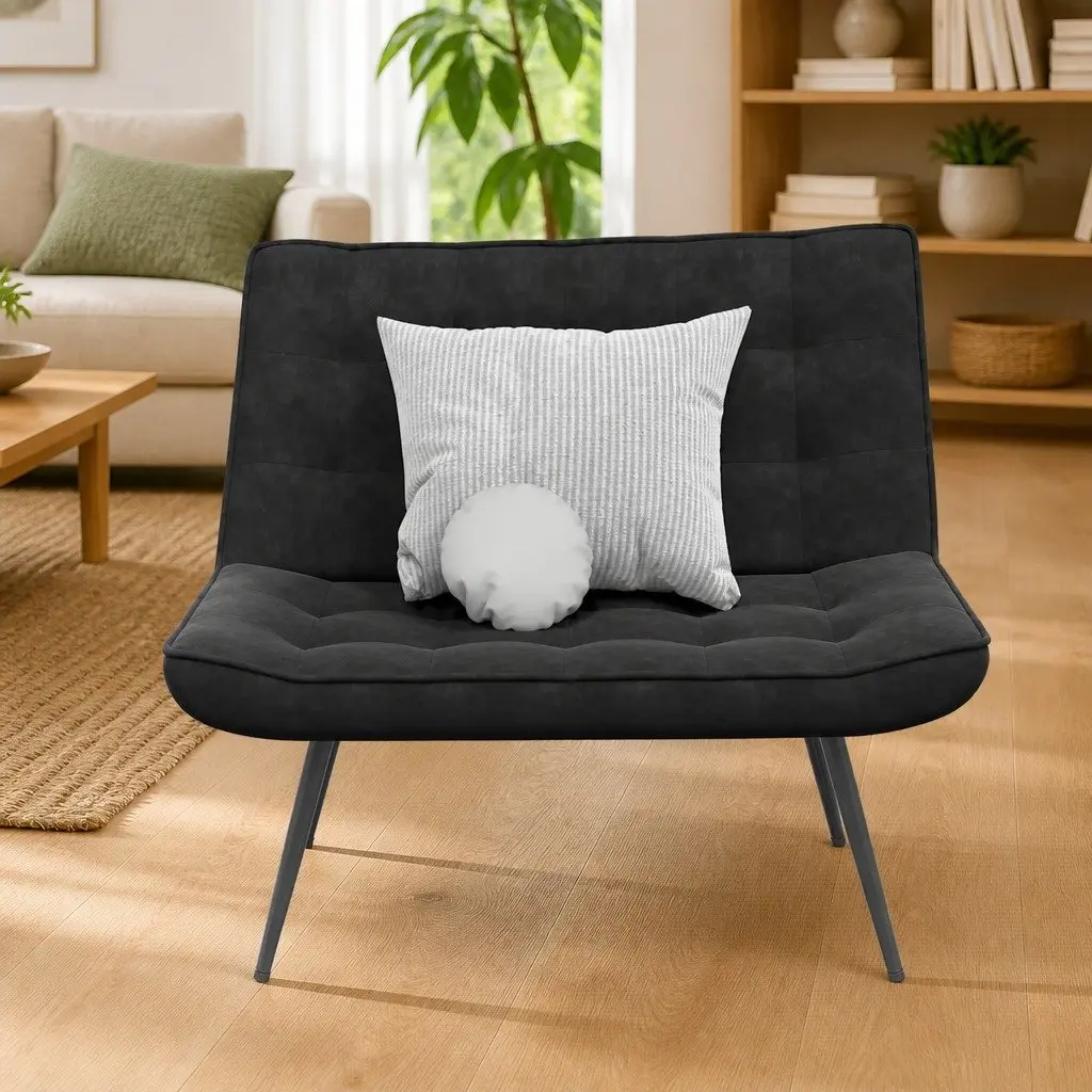 Black Velvet Bench with Backrest Comfortable Seating Furniture for Living Room