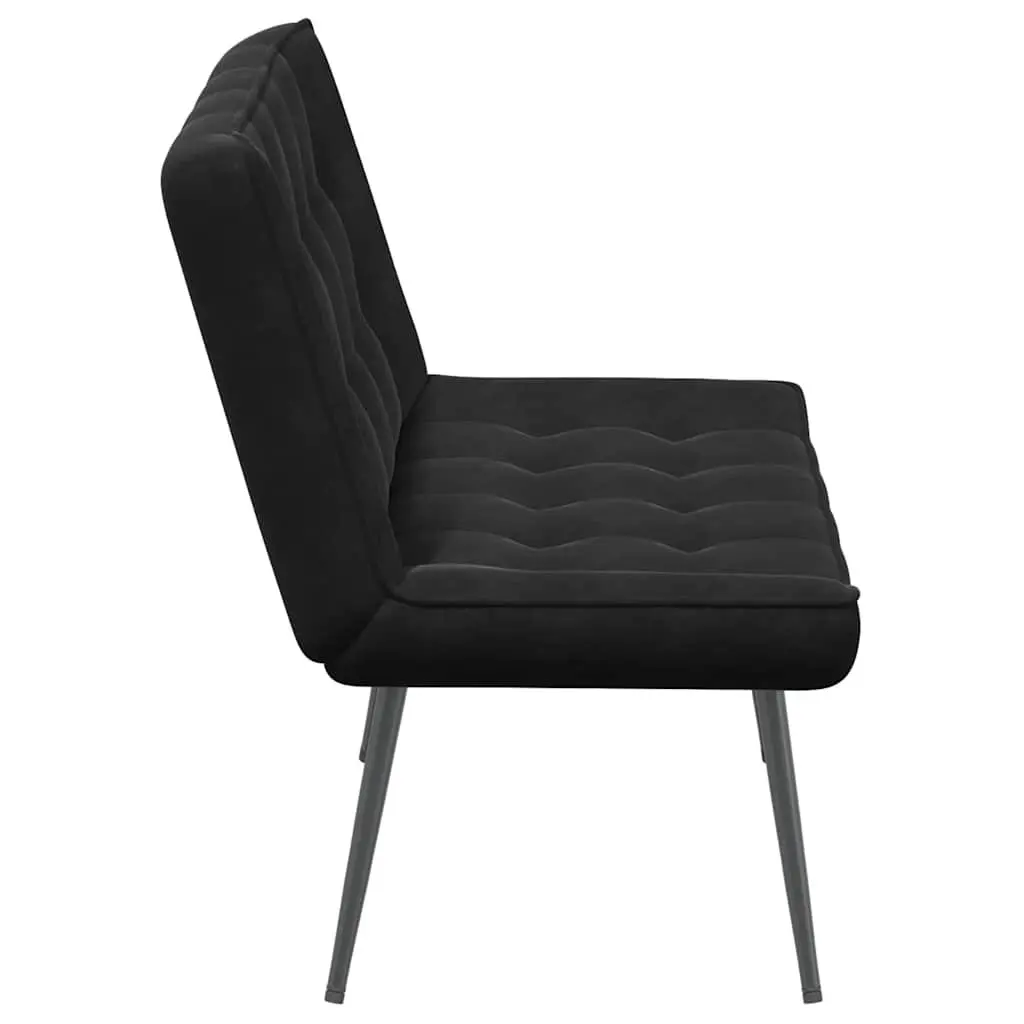 Black Velvet Bench with Backrest Comfortable Seating Furniture for Living Room