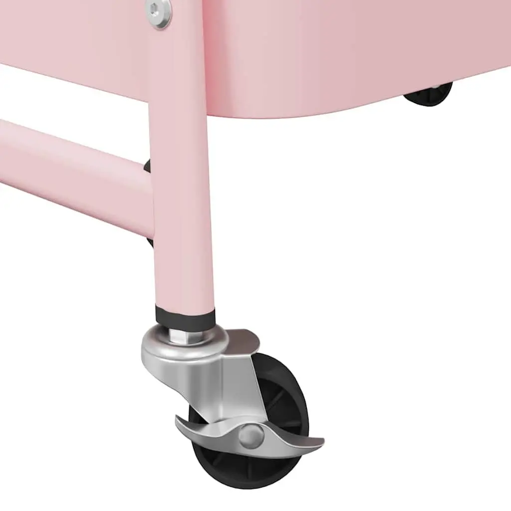 Storage Trolley Painted Steel 3-Tier White Mobile Cart with Casters and Handles