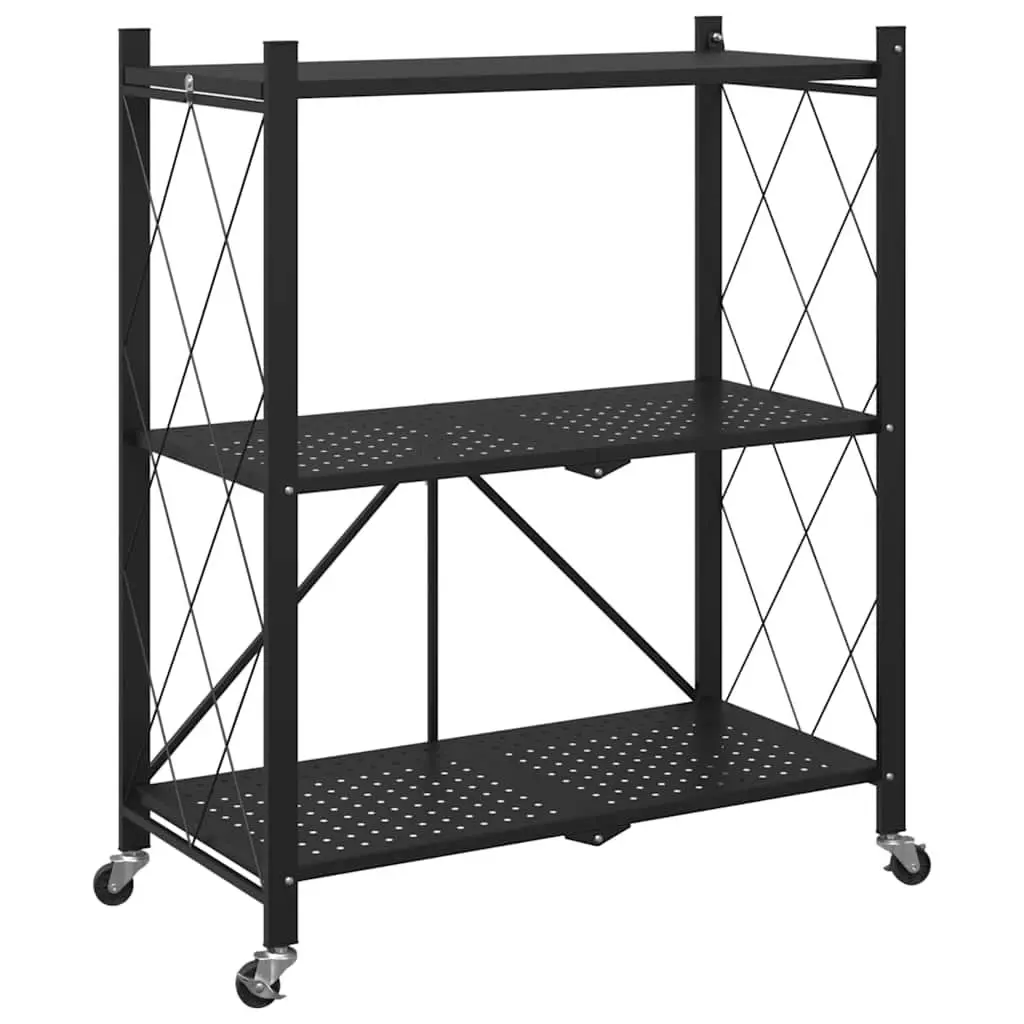 Storage Shelf on Wheels Powder-coated Steel 71x34x88cm Blue