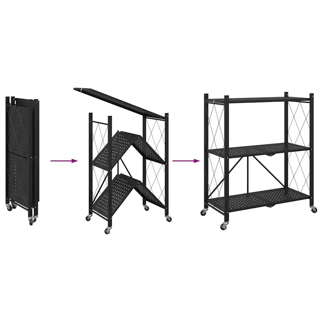 Storage Shelf on Wheels Powder-coated Steel 71x34x88cm Blue