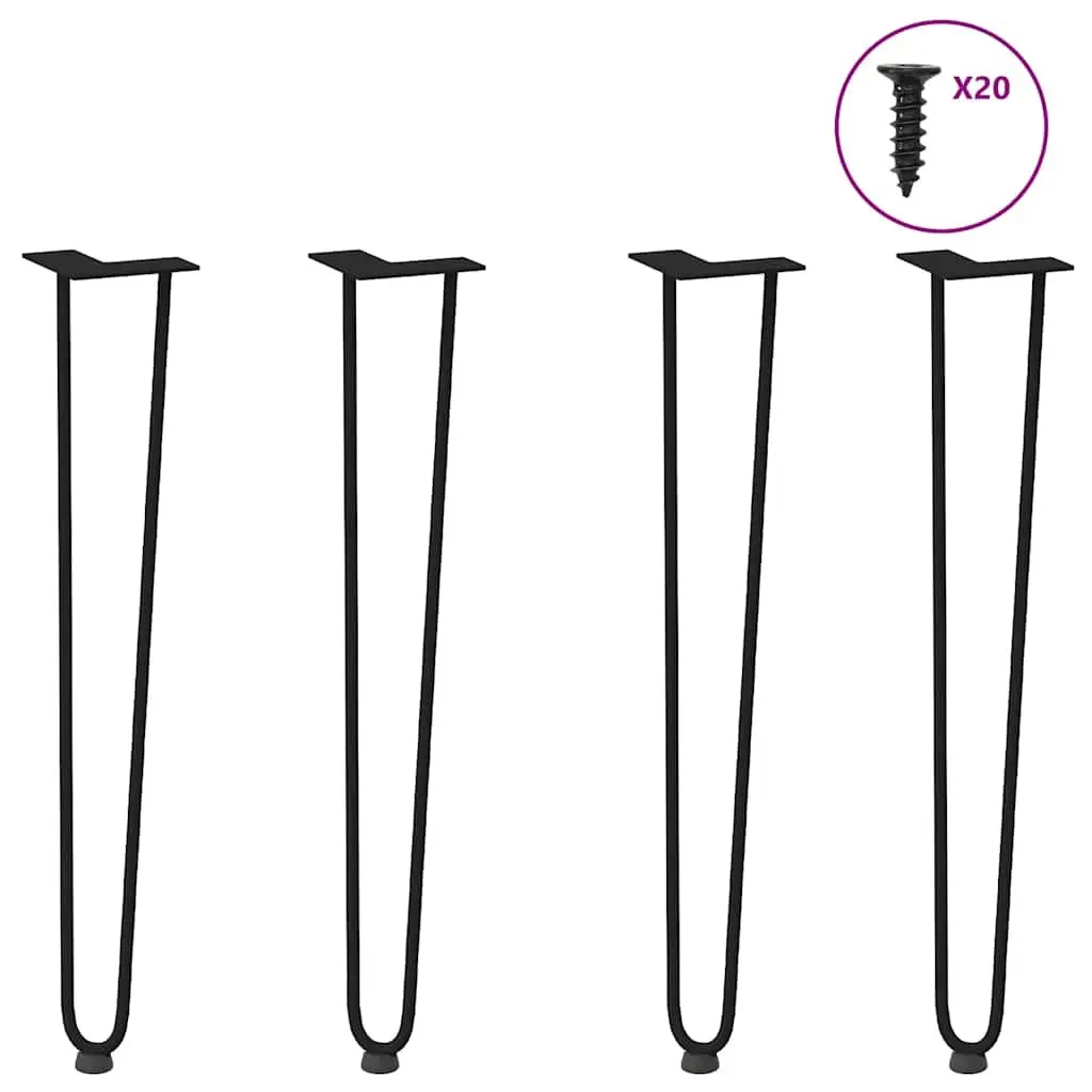 Hairpin Table Legs Steel 72cm Black 4pcs