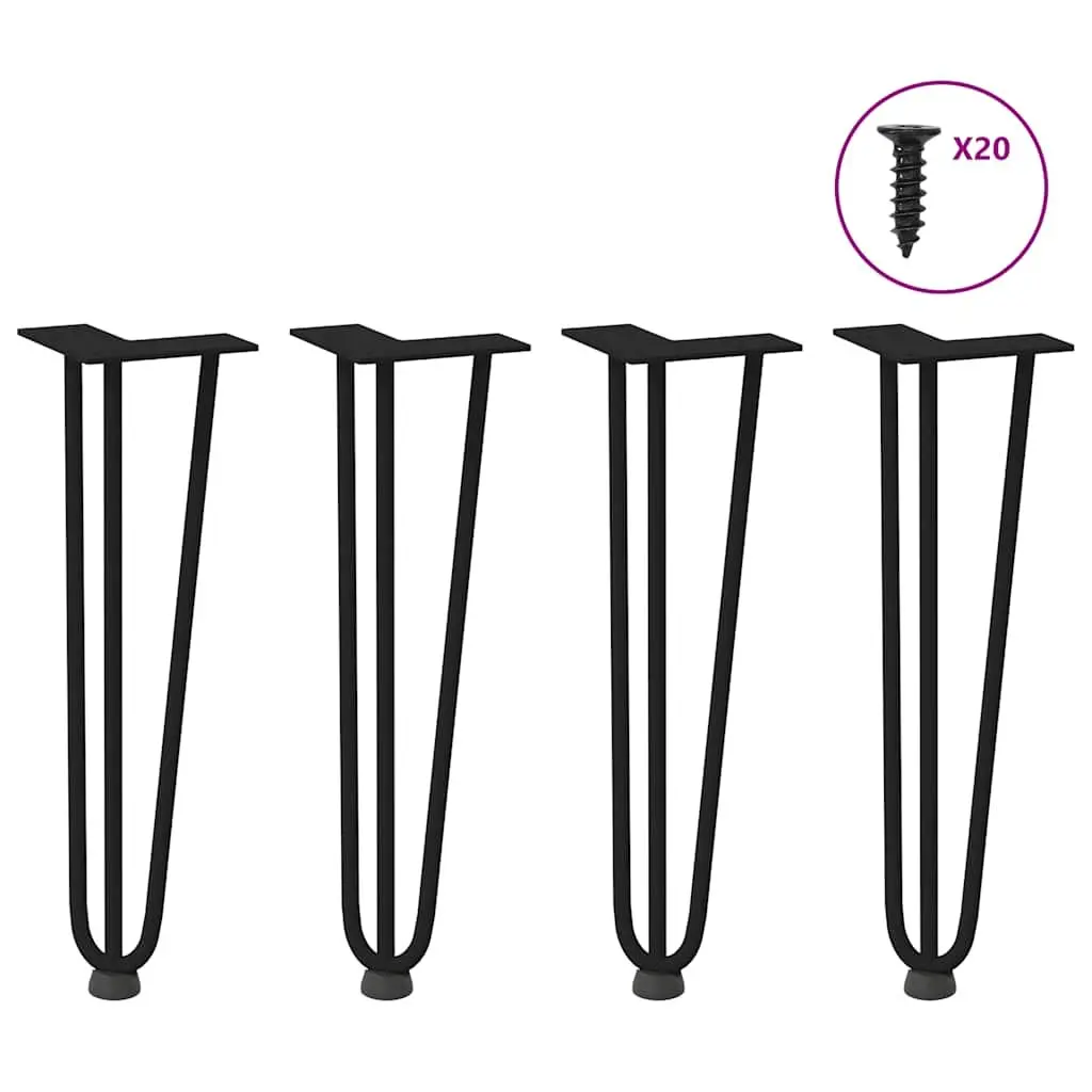 Hairpin Legs Coffee Table Solid Powder-Coated Steel 42 cm Black 4 pcs