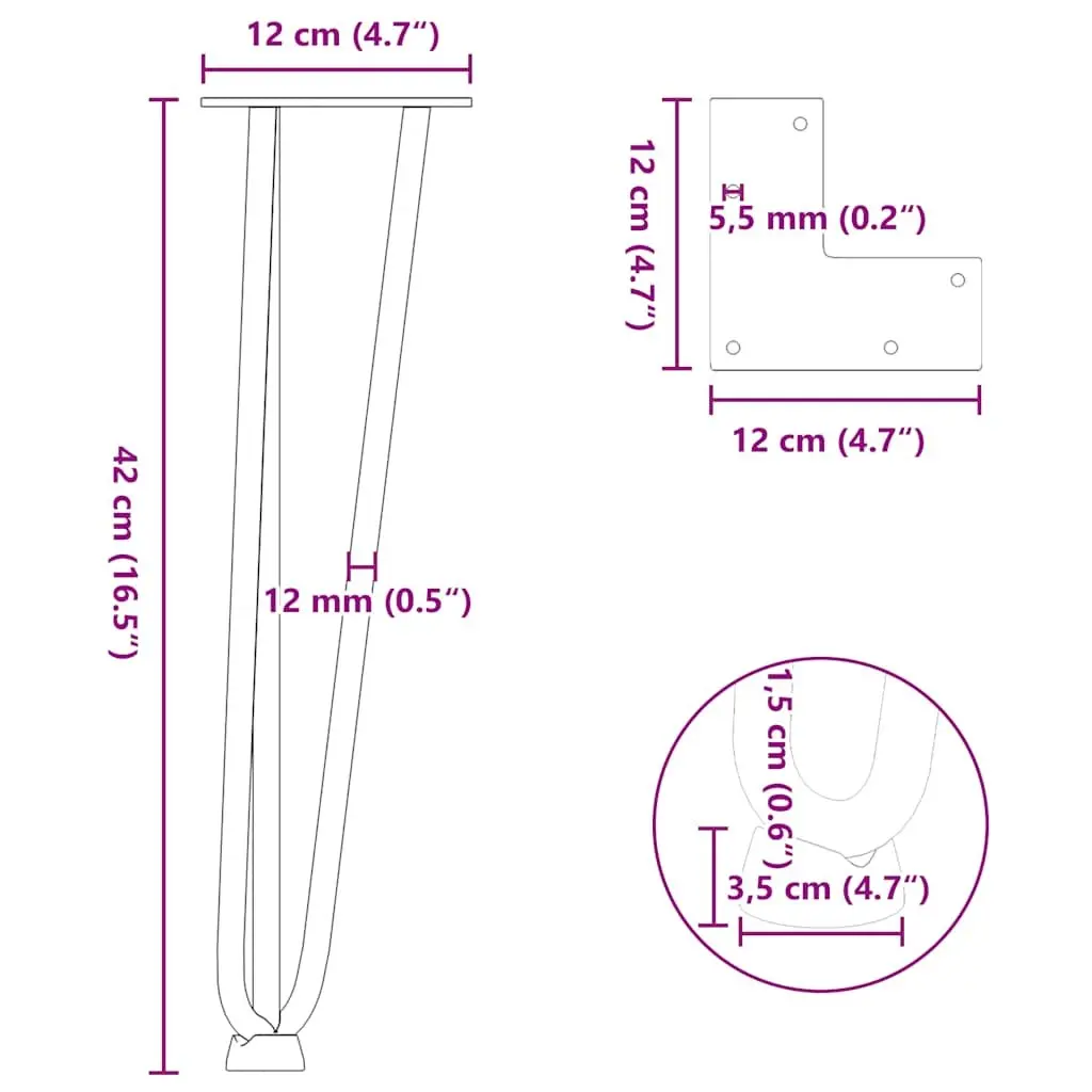 Hairpin Legs Coffee Table Solid Powder-Coated Steel 42 cm Black 4 pcs