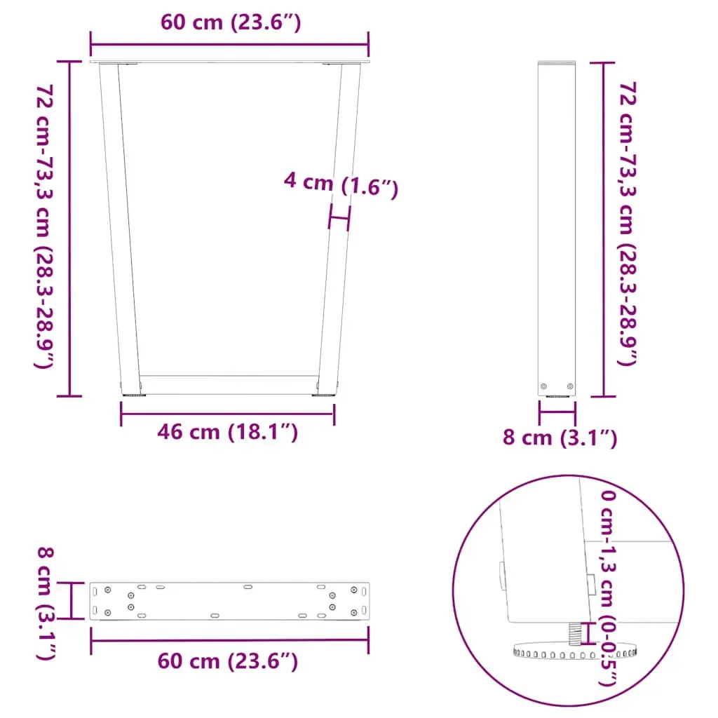 V-Shape Dining Table Legs for Home Use
