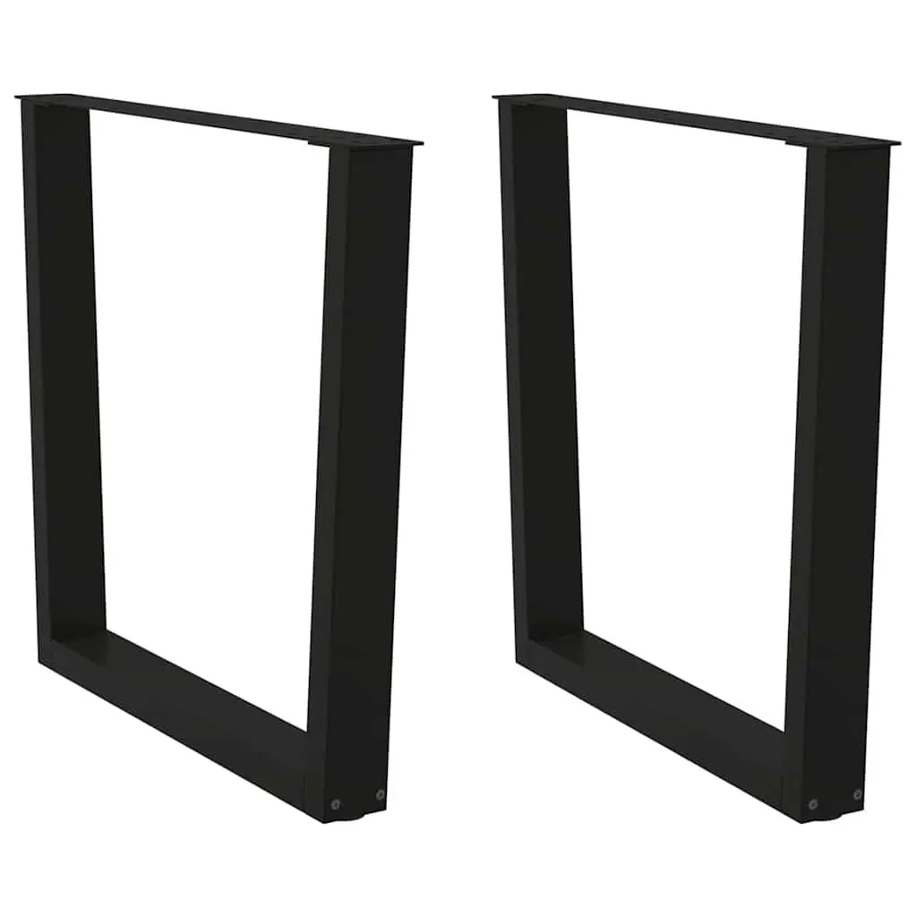 V-Shape Dining Table Legs Pair Powder-coated Steel 80x72-73.3cm Black