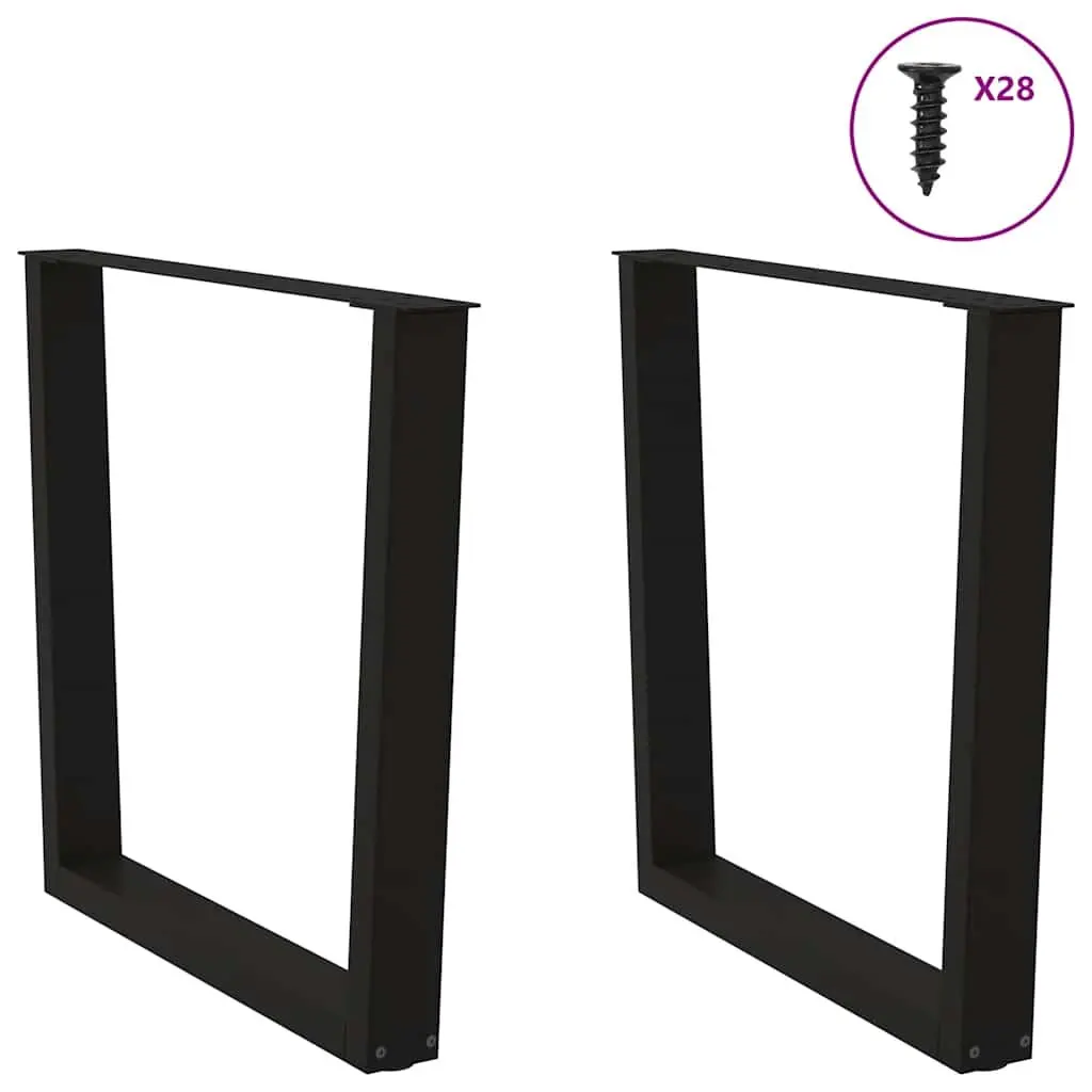V-Shape Dining Table Legs Pair Powder-coated Steel 80x72-73.3cm Black
