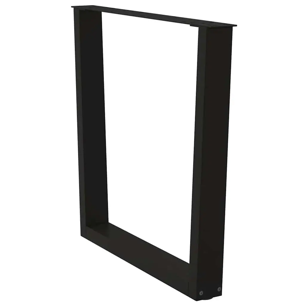V-Shape Dining Table Legs Pair Powder-coated Steel 80x72-73.3cm Black