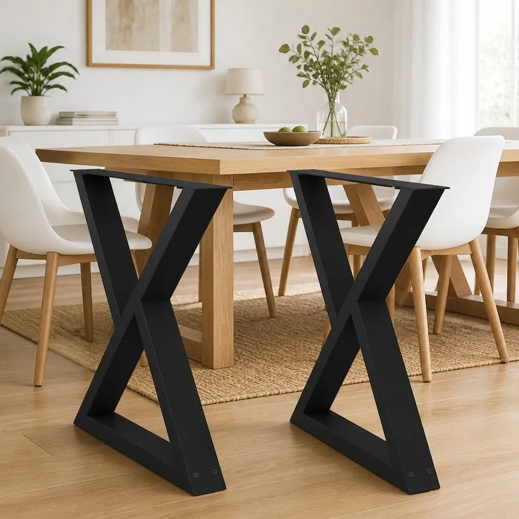 Dining Table Legs Steel Black 70x72-73.3cm with Adjustable Feet Levellers 2 pcs