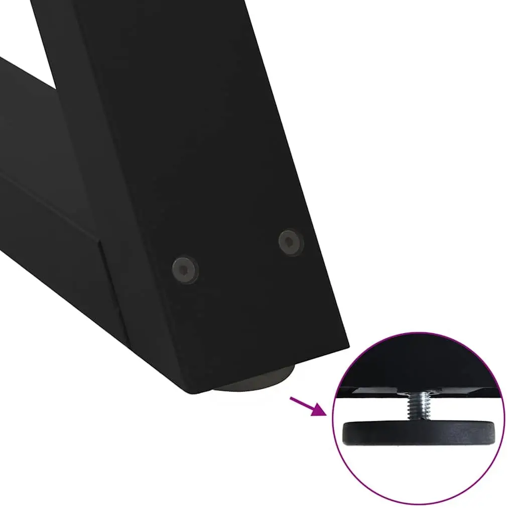 Dining Table Legs 2 pcs Black Steel 80x72-73.3cm Adjustable Levellers