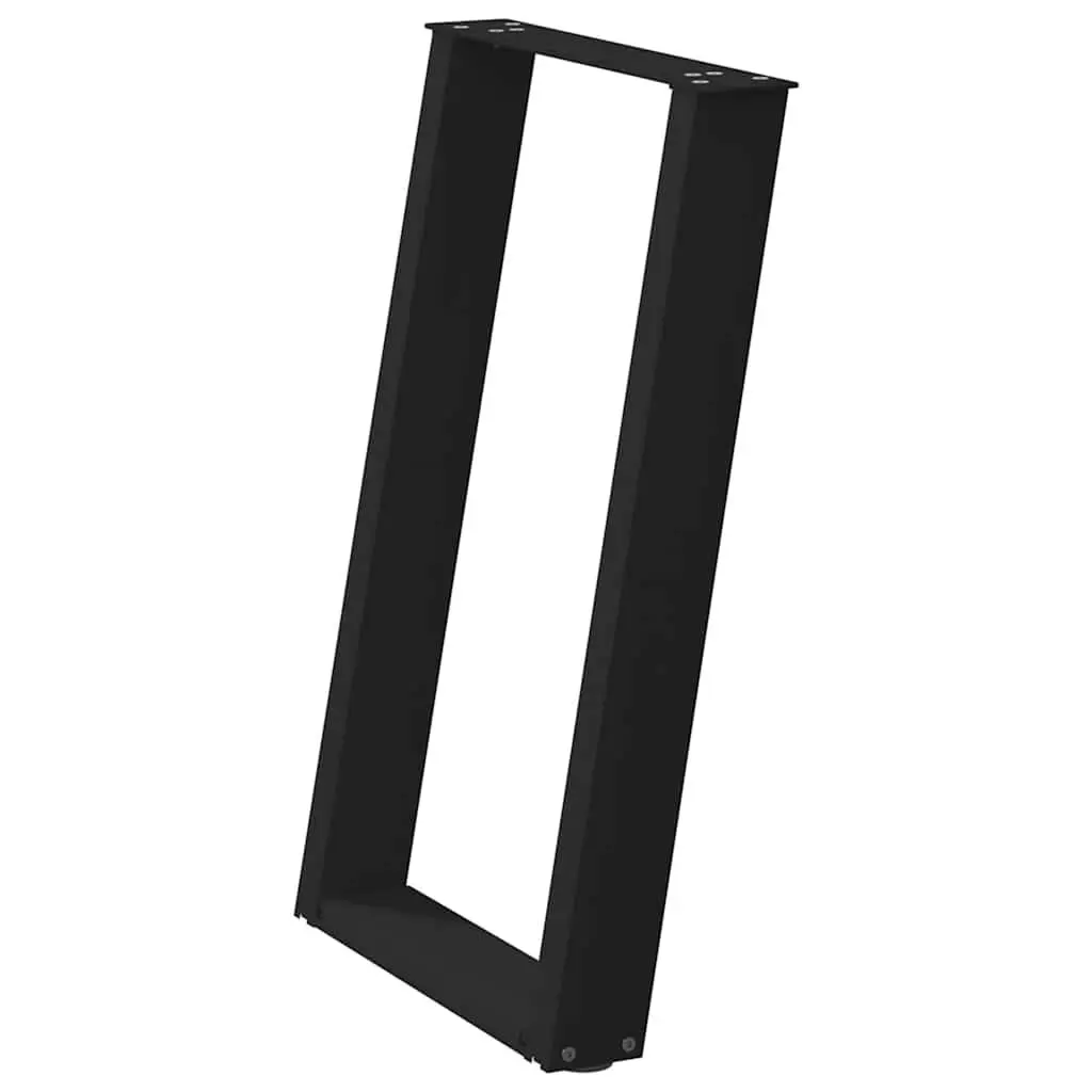 Dining Table Legs U-Shaped Powder-Coated Steel 60x72-73cm Black Set of 2