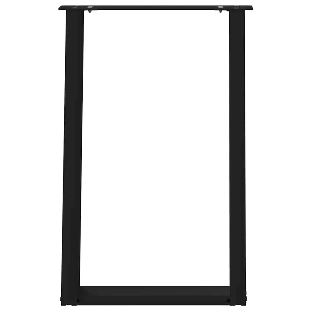 Dining Table Legs U-Shaped Powder-Coated Steel 60x72-73cm Black Set of 2