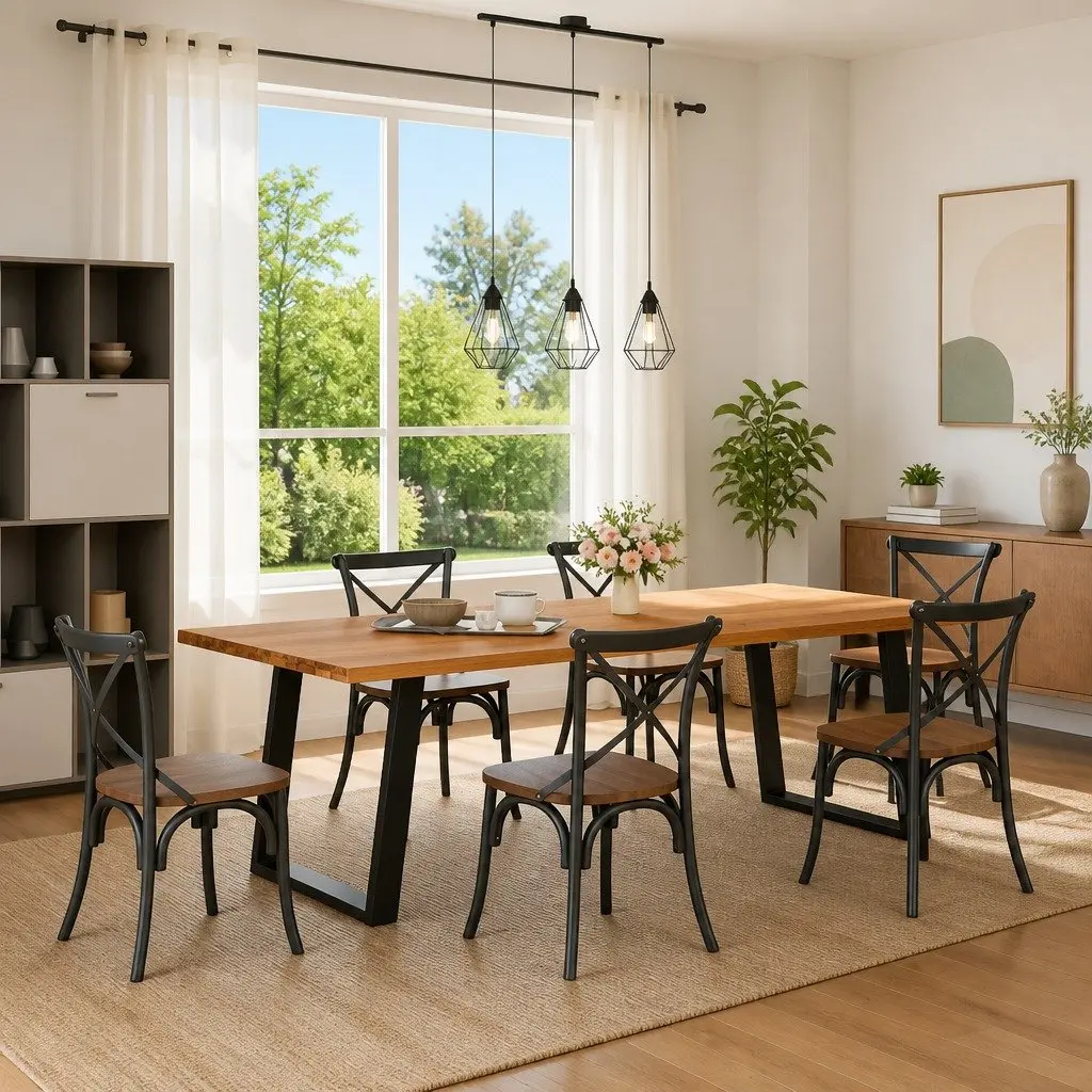 Black U-Shaped Dining Table Legs for Home Use