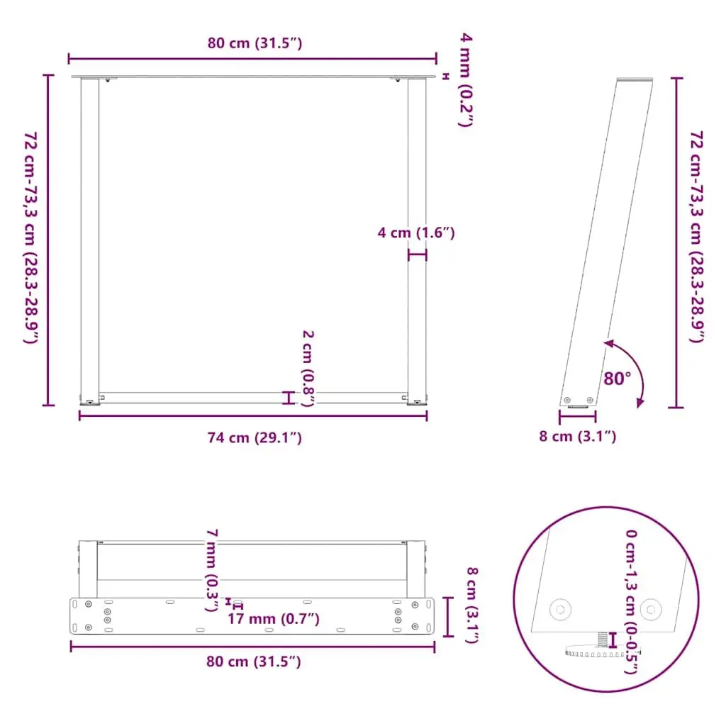 Black U-Shaped Dining Table Legs for Home Use
