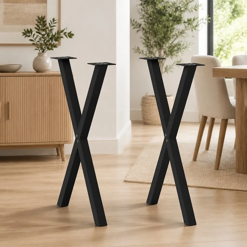 Dining Table Legs X-Shaped Steel 57x72cm Black 2 pcs
