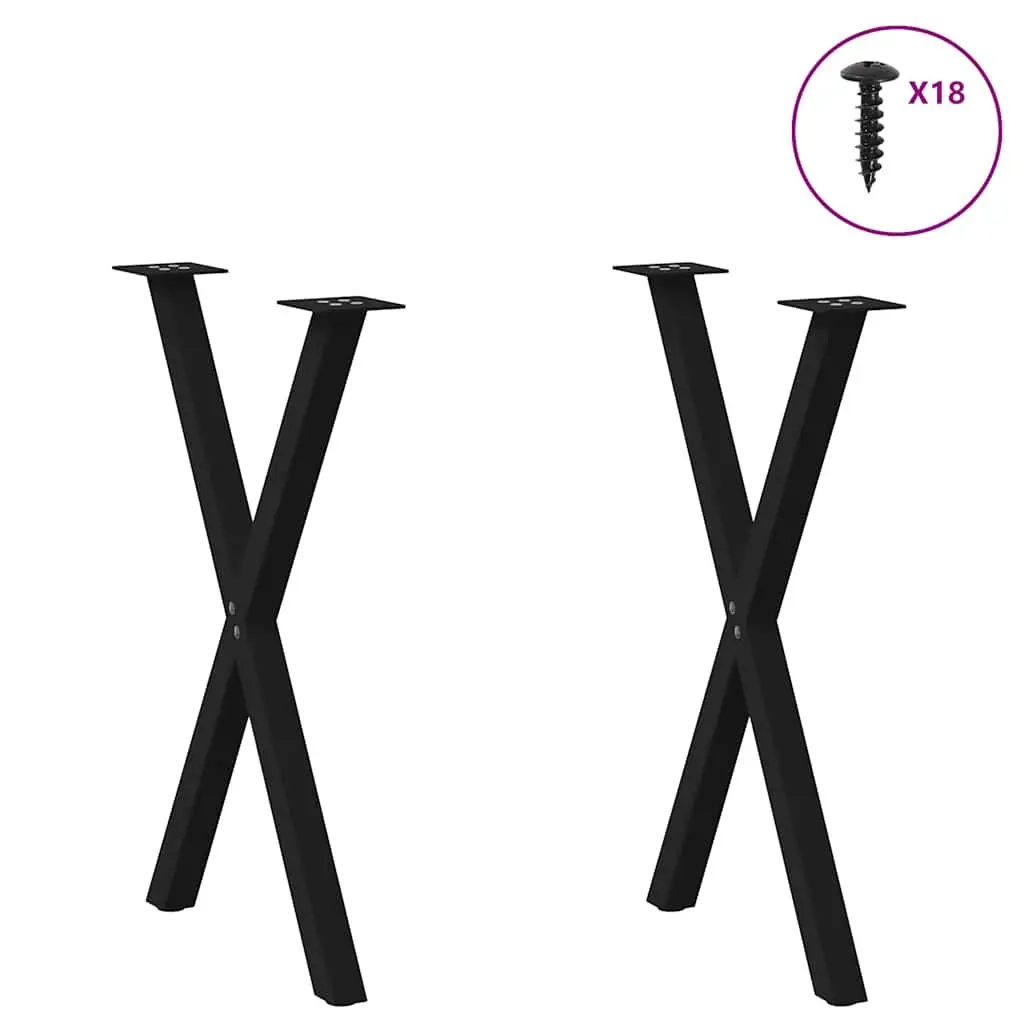 Dining Table Legs X-Shaped Steel 57x72cm Black 2 pcs