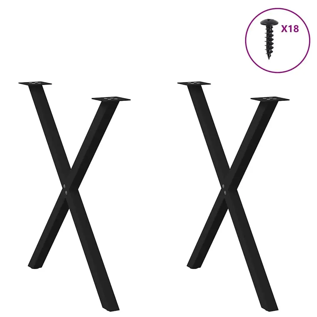 X-Shaped Metal Table Legs Black 70cm Height 72-73cm Set of 2 Durable Support for Dining or Desk Tabletops