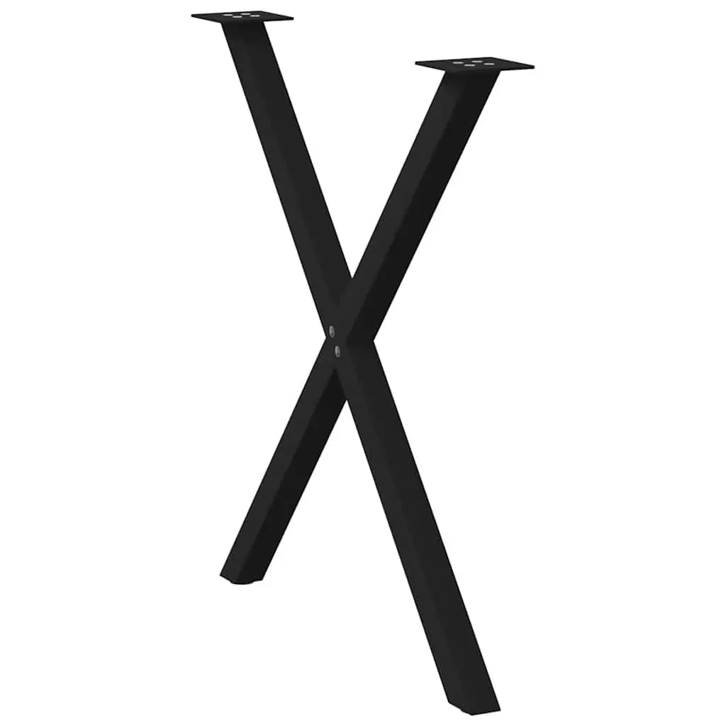 Dining Table Legs X-Shaped Powder-Coated Steel 80x72-73cm Black 2 pcs
