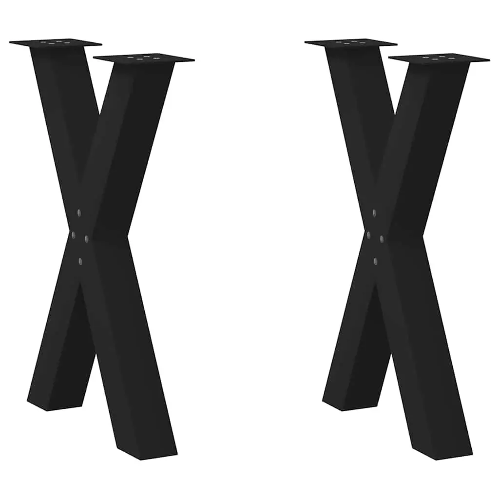 Dining Table Legs Steel Support Black X-Shaped 60x72cm 2 Pieces