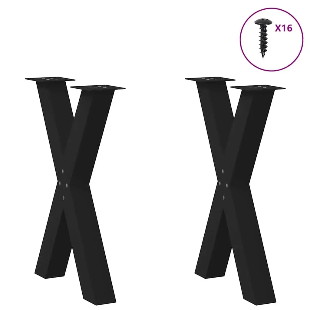 Dining Table Legs Steel Support Black X-Shaped 60x72cm 2 Pieces