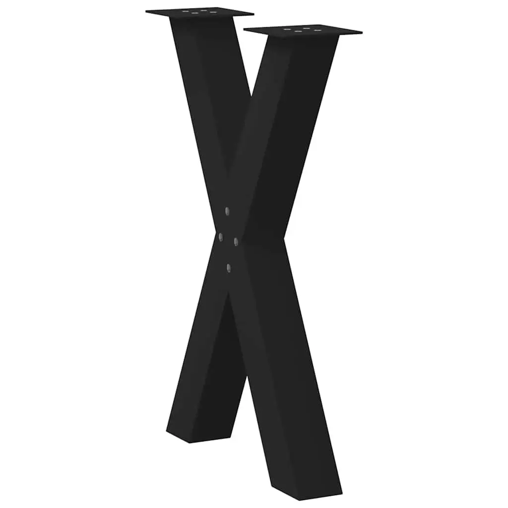 Dining Table Legs Steel Support Black X-Shaped 60x72cm 2 Pieces