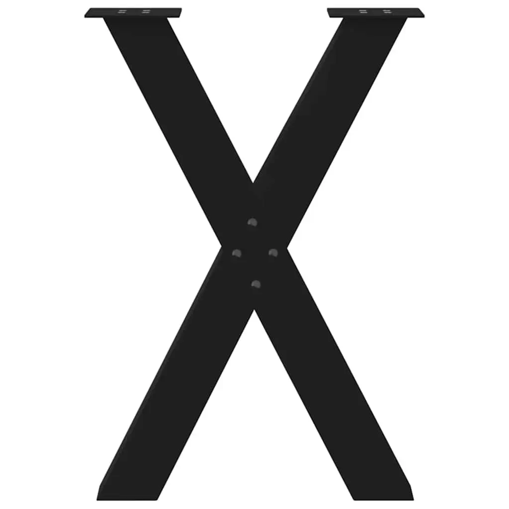 Dining Table Legs Steel Support Black X-Shaped 60x72cm 2 Pieces
