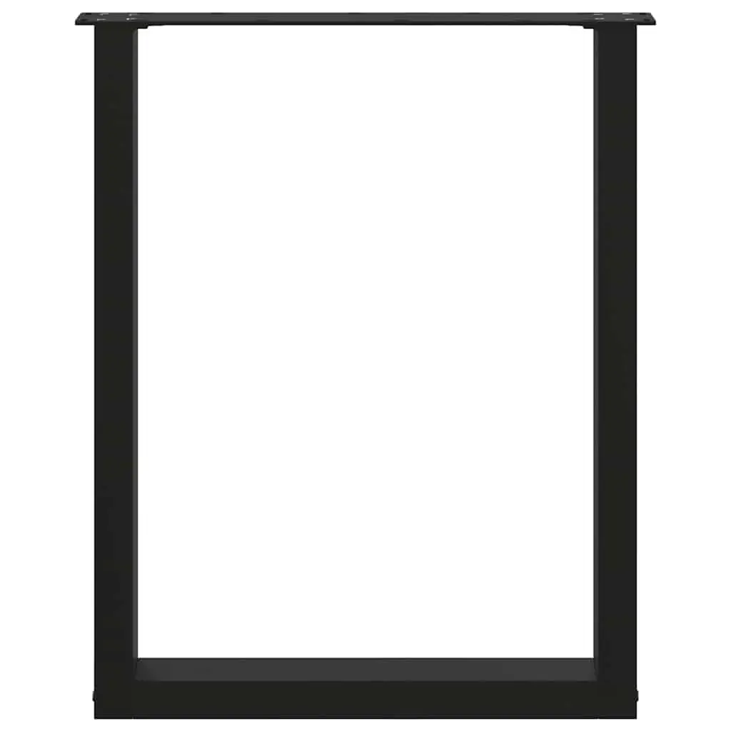Dining Table Legs U-Shaped Powder-Coated Steel Black 60x72-73cm Adjustable Levelers Pack of 2